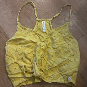 RVCA Yellow Floral Buttoned Top